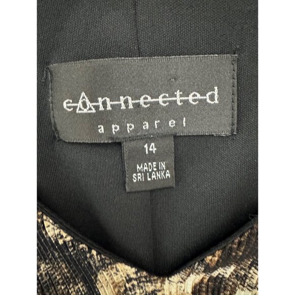 Connected Apparel Animal Leopard Print Bodre Tiered Dress Size 14 Evening Sheath - Picture 7 of 10